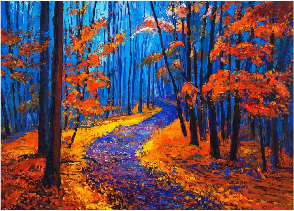 Egy őszi erdő képe (üvegen) (70x50 cm)