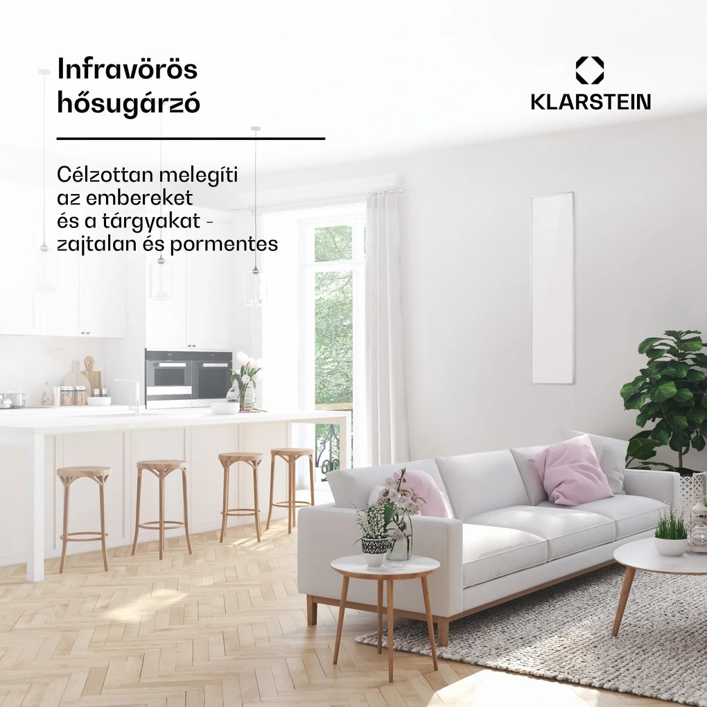 Klarstein Wonderwall Air 36, infravörös hősugárzó, 120 x 30 cm, 360 W, falra szerelhető, távirányító, fehér