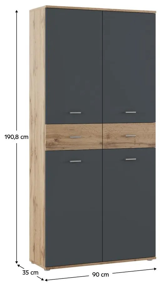 Cipőtároló (cipősszekrény) Variacion (wotan tölgy + grafit). 1116561