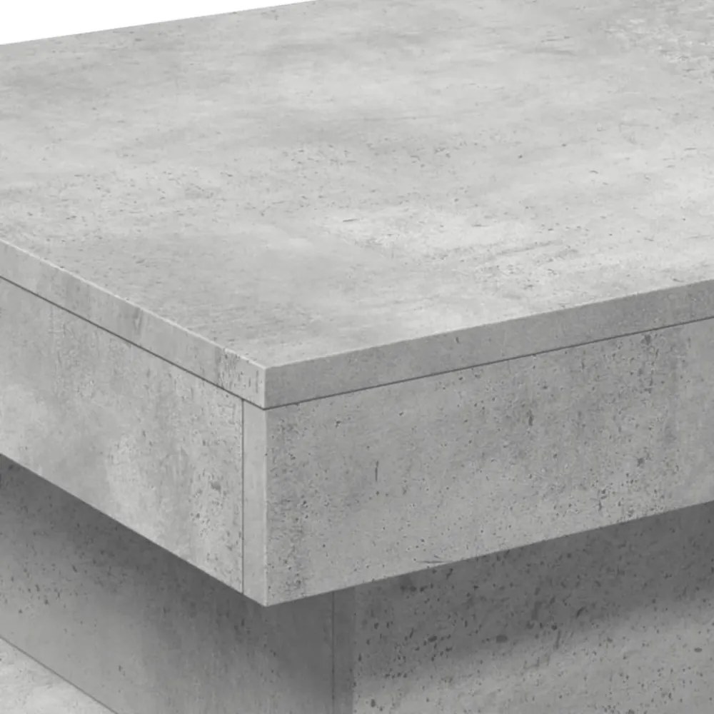 betonszürke dohányzóasztal LED-lámpákkal 50 x 50 x 40 cm