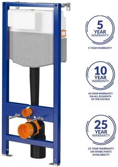 Cersanit Moduo, System50 MECH süllyesztett keret + Moduo Plus CleanOn fali WC csésze + MOVI II króm gomb, S701-769