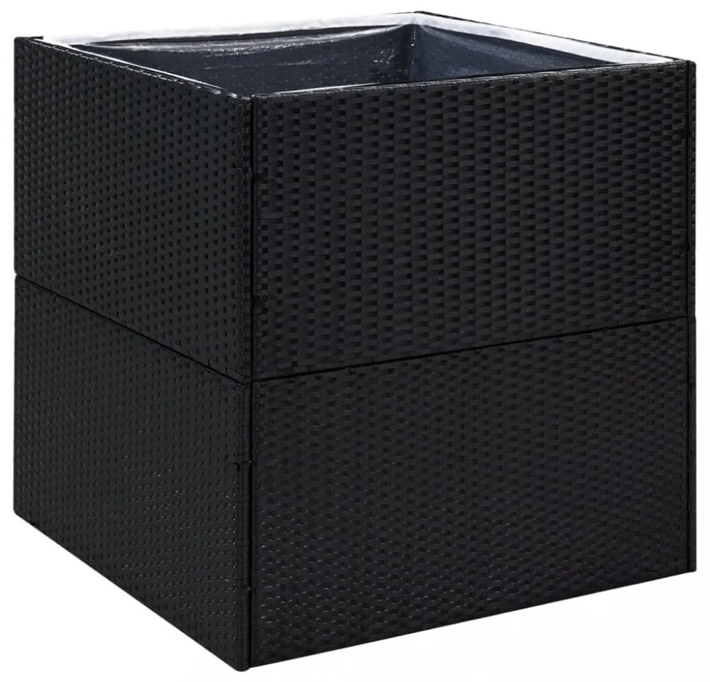 fekete polyrattan kerti ültetőláda 80x80x80 cm