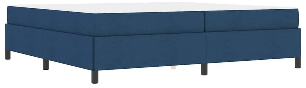 Boxrugós ágy Kék és Fekete 200 x 200 cm Textil és mérnöki fa