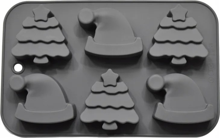 Szilikon karácsonyi forma Mikulás sapka és karácsonyfa muffin csokoládé