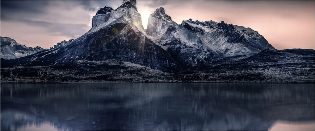 Tó és hegy képe (120x50 cm)