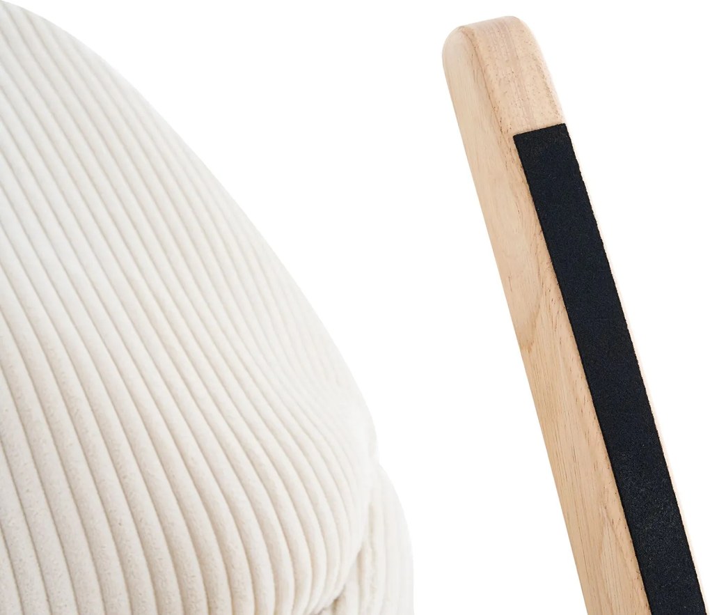 Hintaszék, relaxációs szék, szoptatós fotel kordbársony kárpitozással, krém-bézs színű