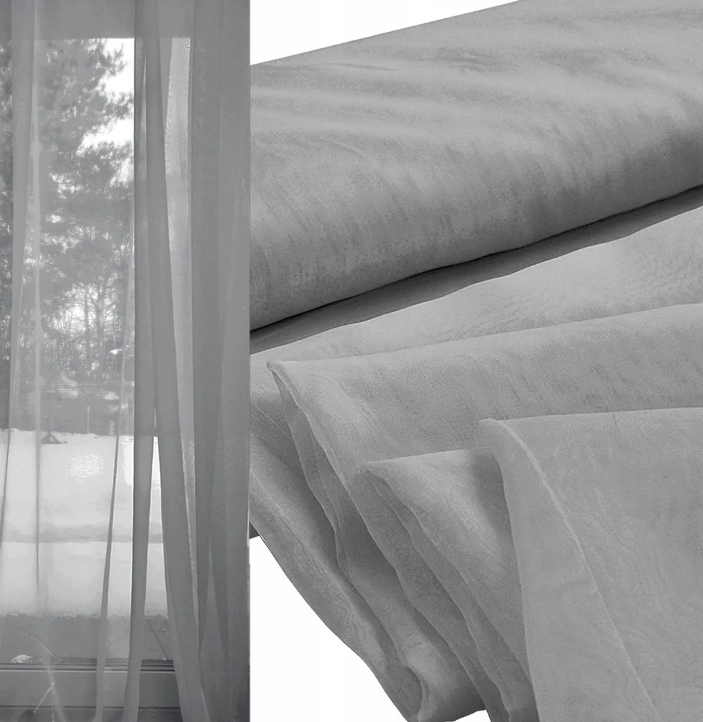 Függöny voile anyagból, méteráru, 300 cm magas, szürke