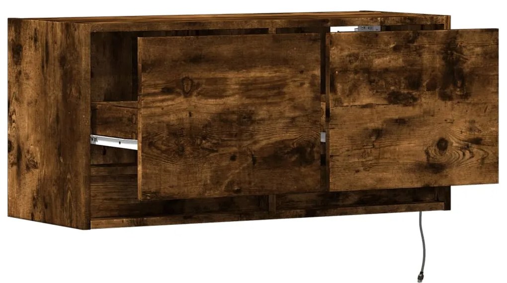 füstös tölgy színű fali TV-szekrény LED-ekkel 80x31x35 cm
