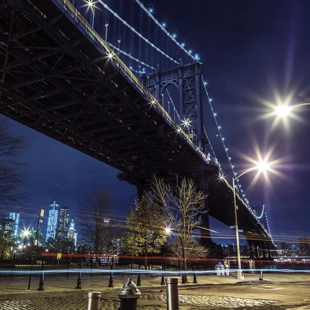 Poszter 30x30cm Manhattan híd a keleti folyó felett alkonyatkor, Assaf Frank