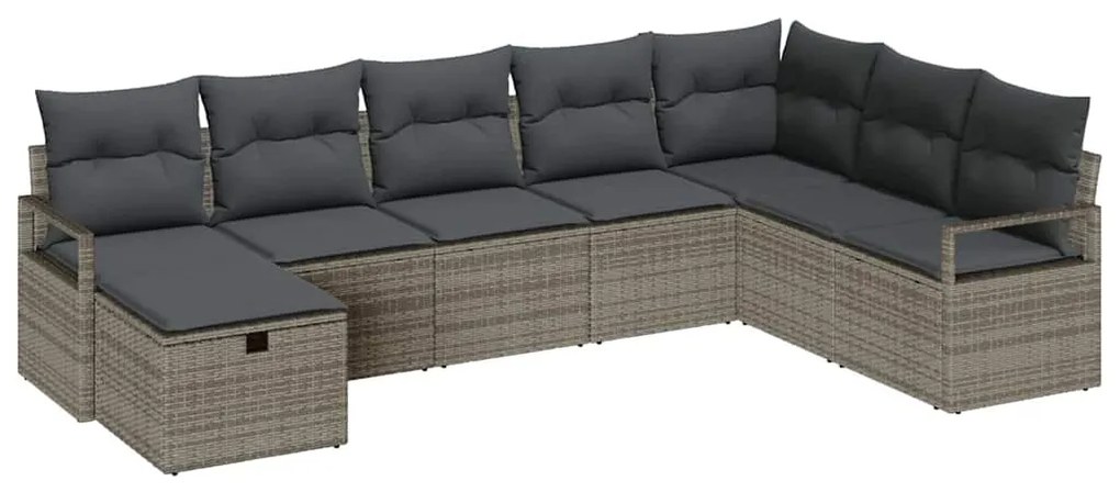 Kerti Kanapé Szett 8 pcs Szürke 287 x 177 x 85 cm Poli rattan