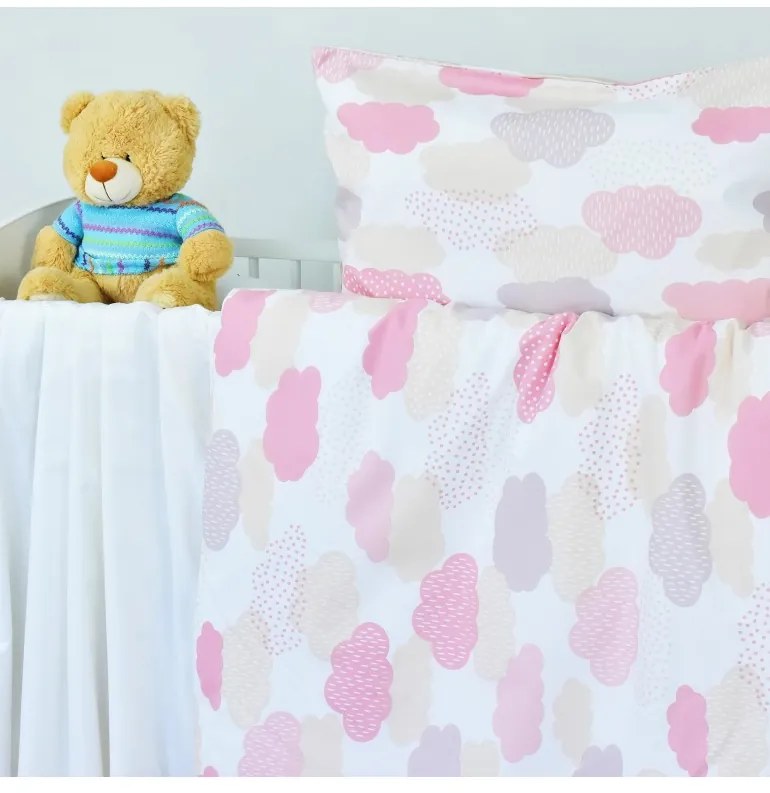 EMI felhős rózsaszín gyerek ágyneműhuzat, Párna 70x90