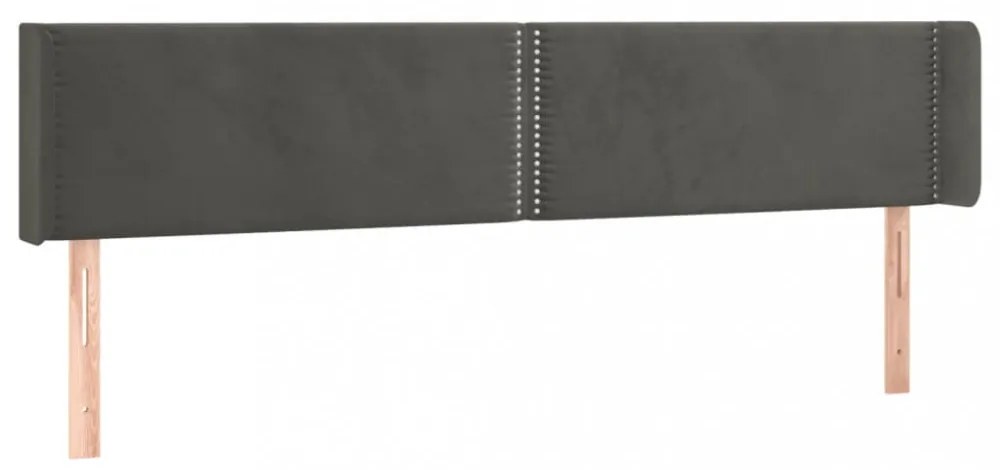 sötétszürke bársony LED-es fejtámla 163 x 16 x 78/88 cm