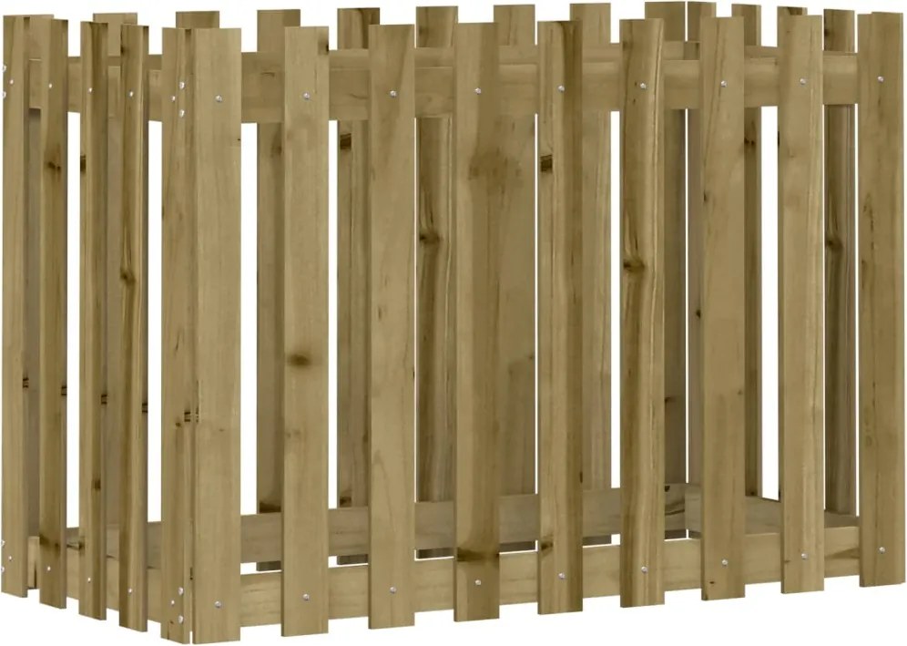 vidaXL impregnált fenyőfa kerti magaságyás kerítéssel 100x50x70 cm