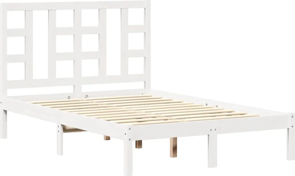 vidaXL Small Double fehér tömör fa ágykeret 120 x 190 cm
