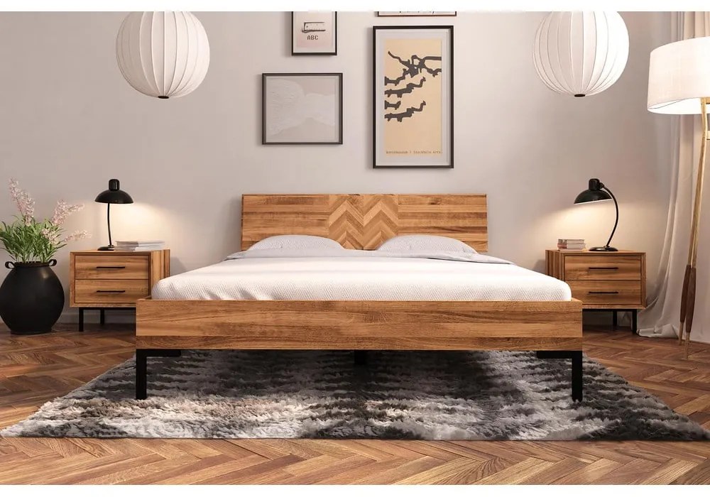 Tölgyfa franciaágy 140x200 cm Abies 2 - The Beds
