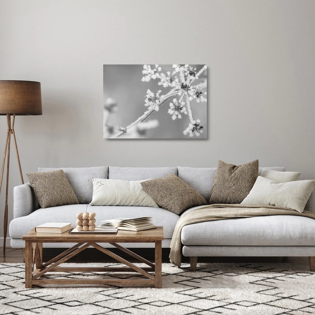 Üveg kép - Fagyasztott növény (70x50 cm)