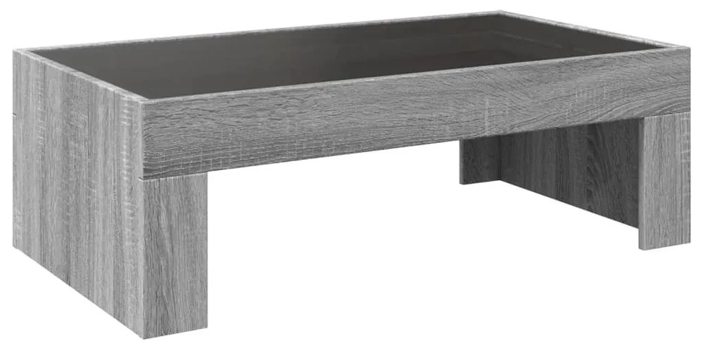 szürke sonoma végtelen hatású LED-es dohányzóasztal 90x50x30 cm