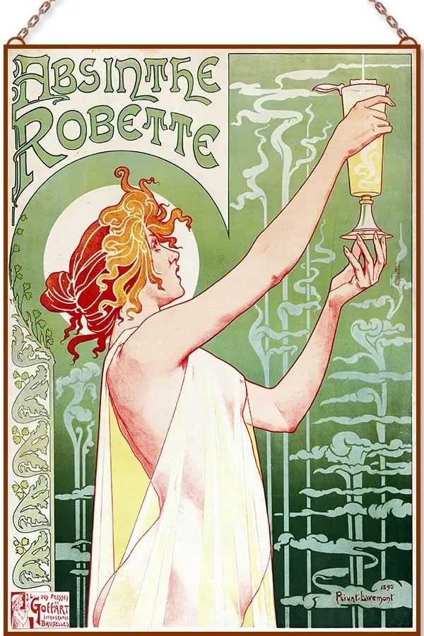 Szecessziós kép - Absinthe üvegkép, falikép
