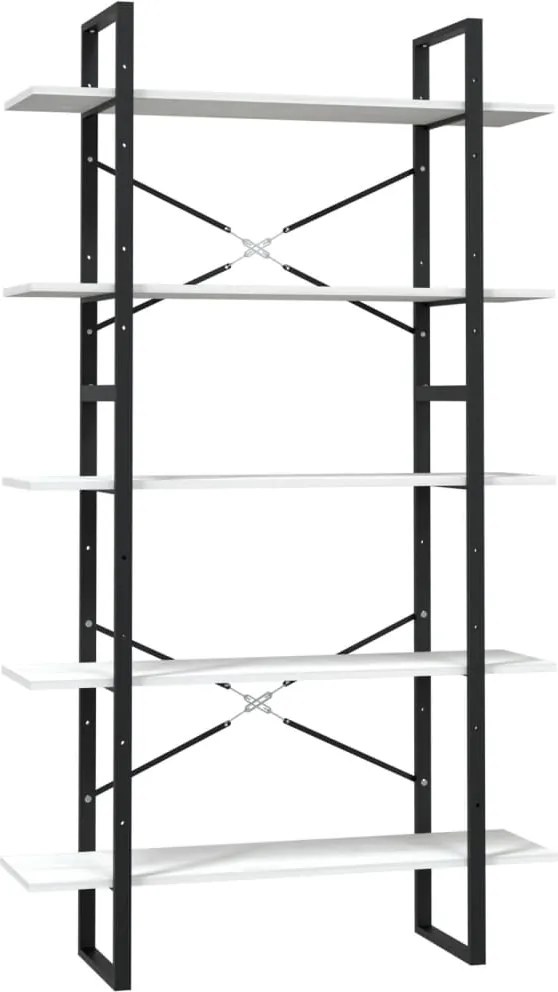 vidaXL ötszintes fehér fenyőfa könyvszekrény 100 x 30 x 175 cm