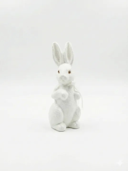 Húsvéti nyuszi figura 20cm Fehér Csillámos Dekoráció Karácsonyi Dekoráció