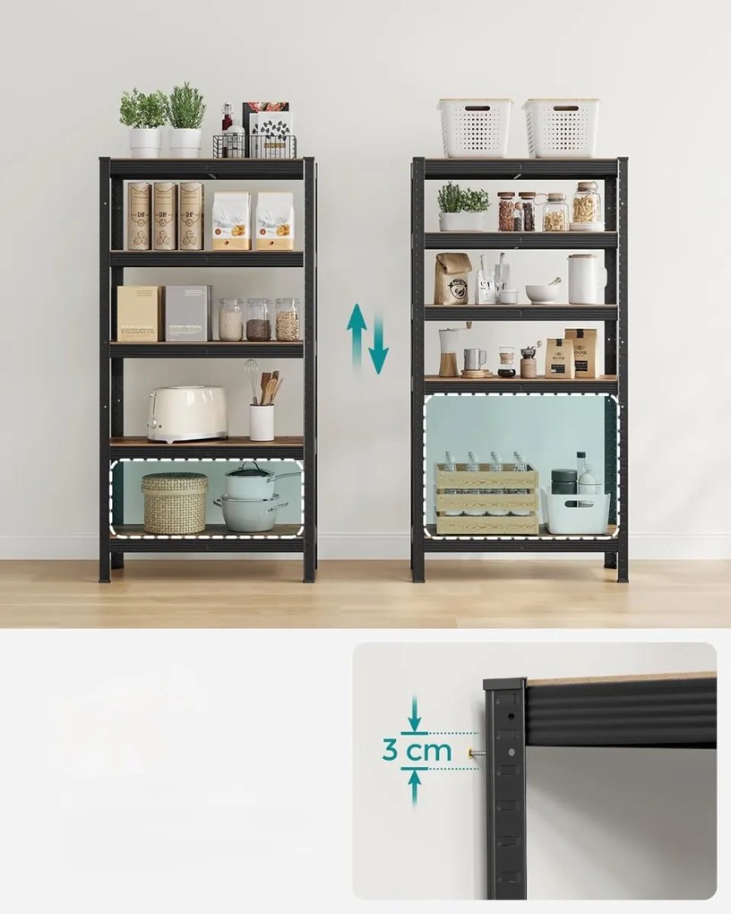 Fém polcos állvány TAYLOR 5 polc 150x75 cm