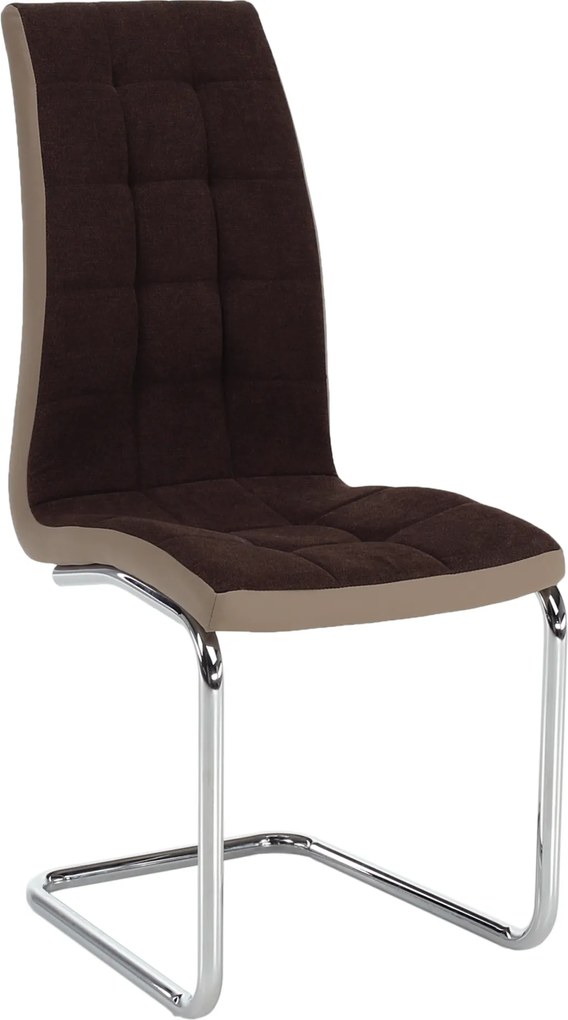 Étkezőszék, barna szövet/textilbőr bézs/króm, SALOMA NEW