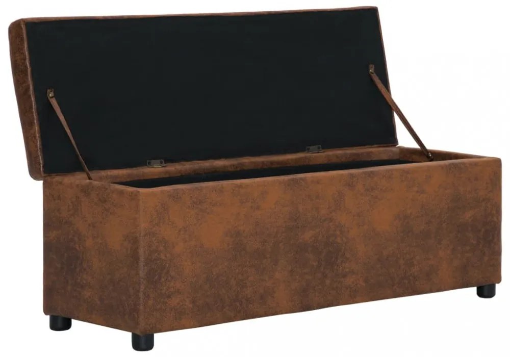 barna művelúr pad tárolórekesszel 116 cm