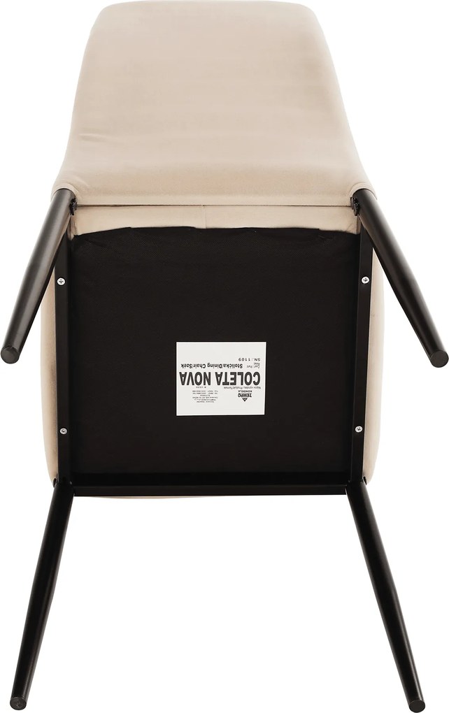 Szék, bézs Dulux Velvet szövet/fekete fém, COLETA NOVA