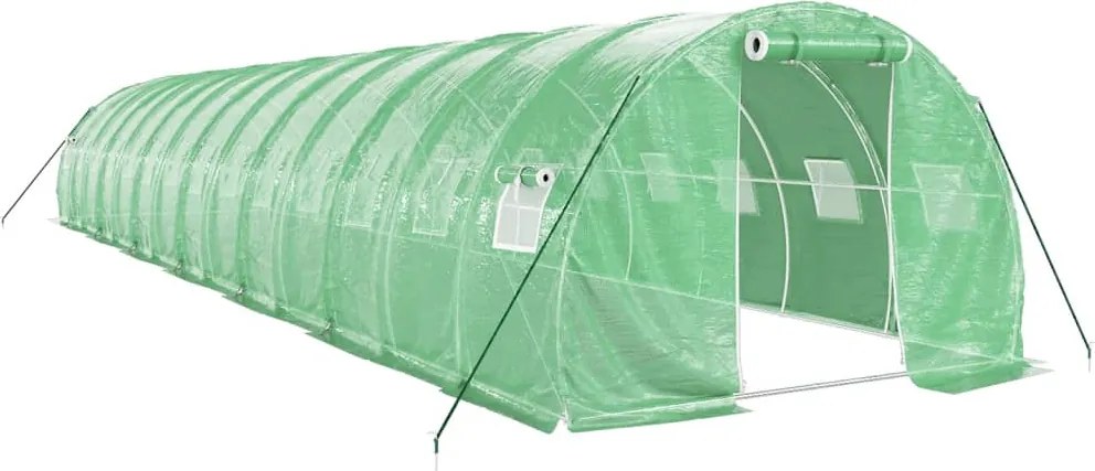 vidaXL zöld acélvázas melegház 42 m² 14 x 3 x 2 m
