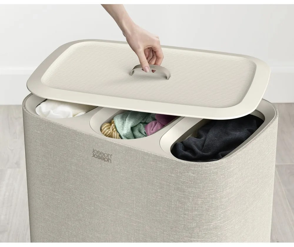 Bézs textil szennyeskosár 90 l Tota Trio – Joseph Joseph