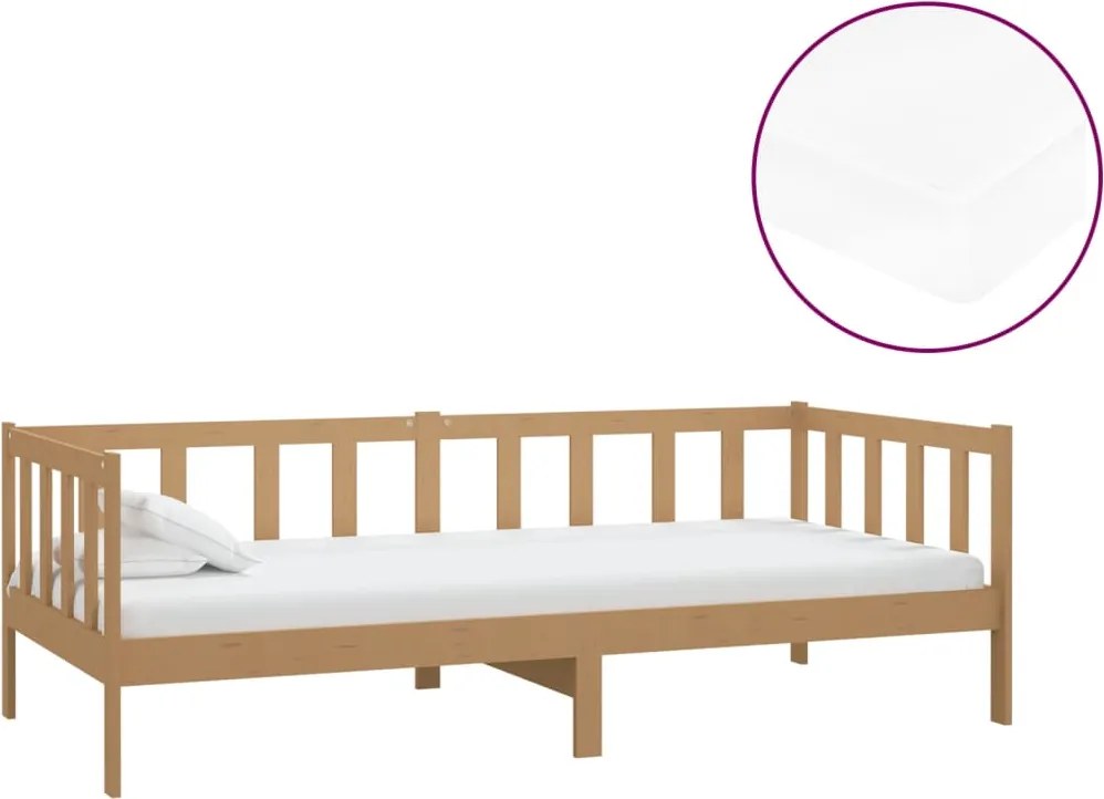 vidaXL mézbarna tömör fenyőfa dívány matraccal 90 x 200 cm