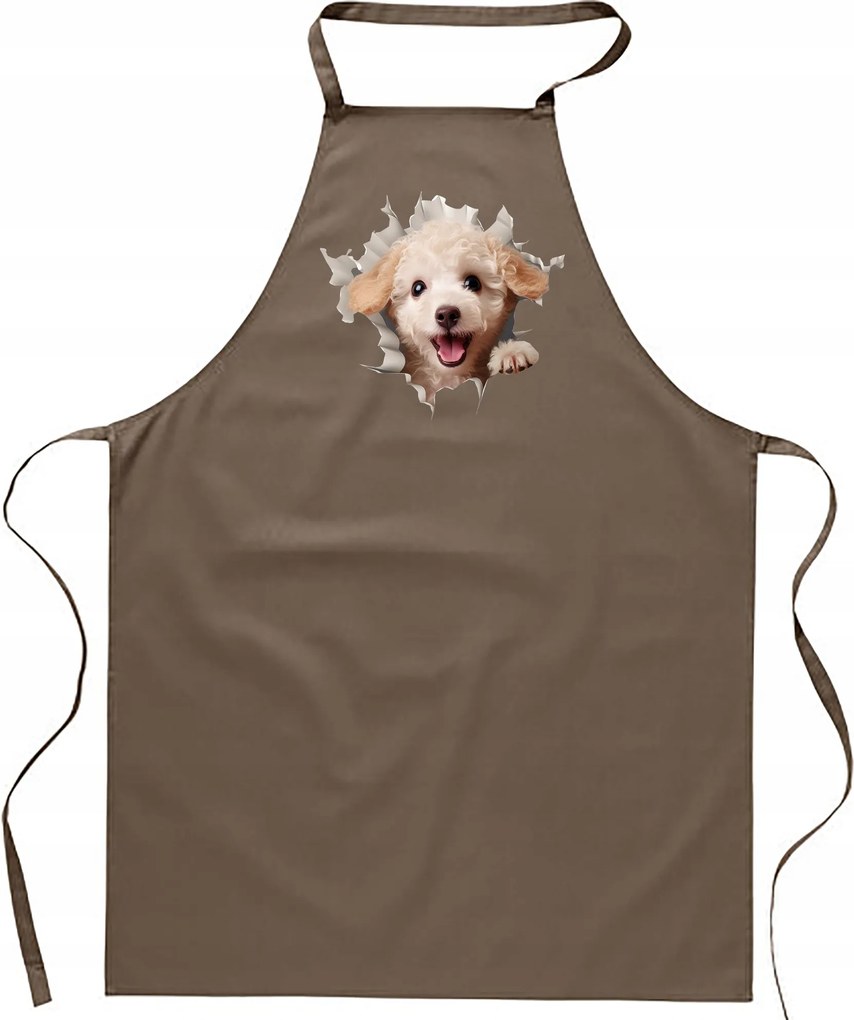 Konyhai Kötény pamut bézs lyuk Kutya Uszkár Kiskutya FA_482_b