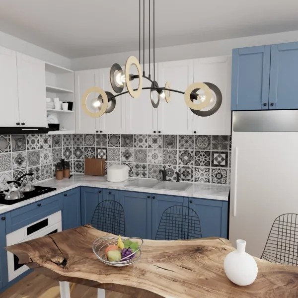 Csillár zsinóron SKIVA 4xE27/15W/230V fekete/bézs