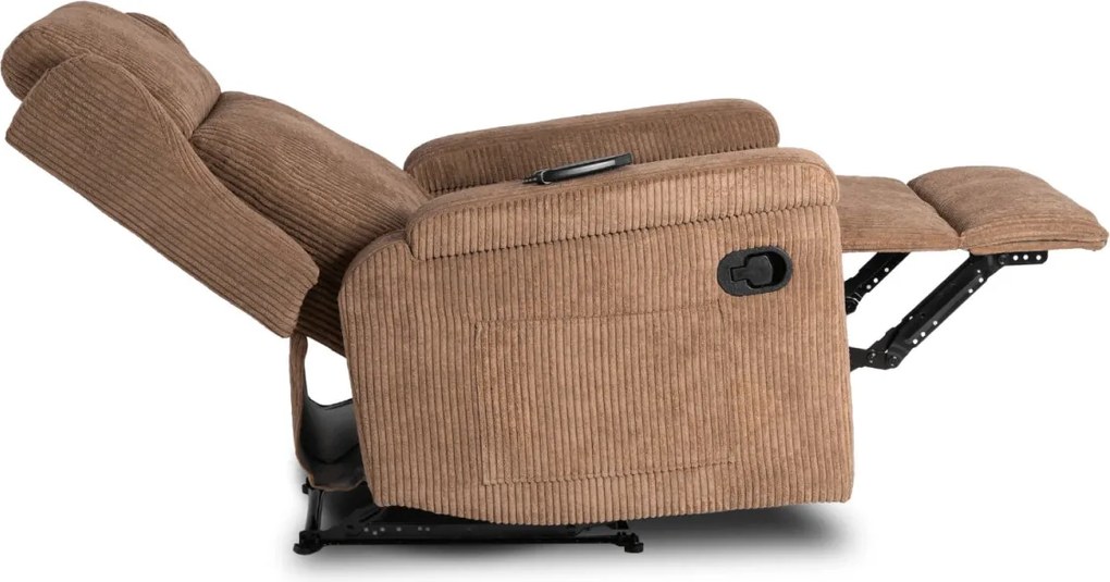 Masszázsfunkciós dönthető fotel barna kordbársony kárpitozással – SEBASTIAN