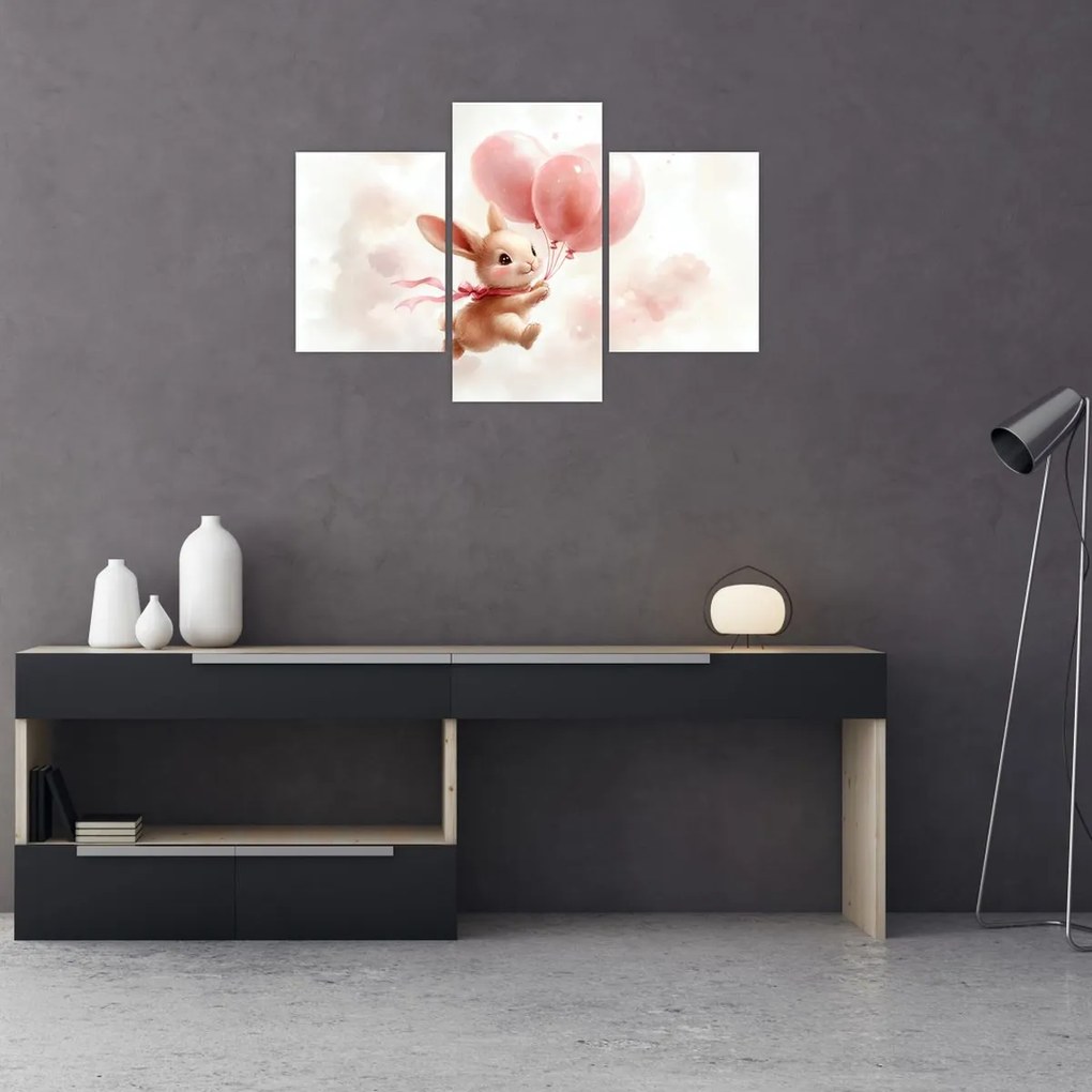 Kép - Nyuszi léggömbökkel (90x60 cm)