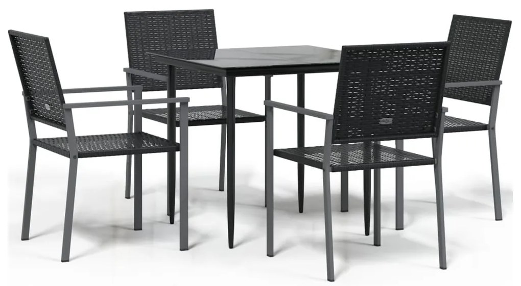 5 részes polyrattan és acél kerti étkezőgarnitúra