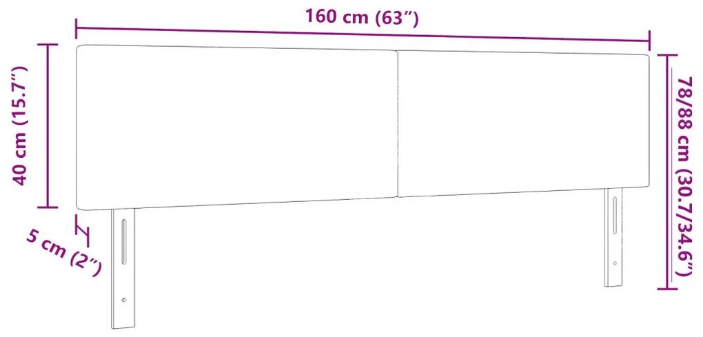 Fejtámla Egyszerű Design Világosszürke 160 cm Kordbársony Szövet