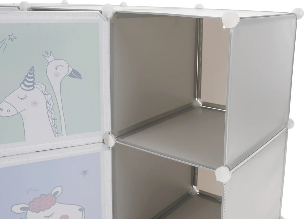 Gyerek moduláris szekrény, szürke/gyerek minta, HAKON