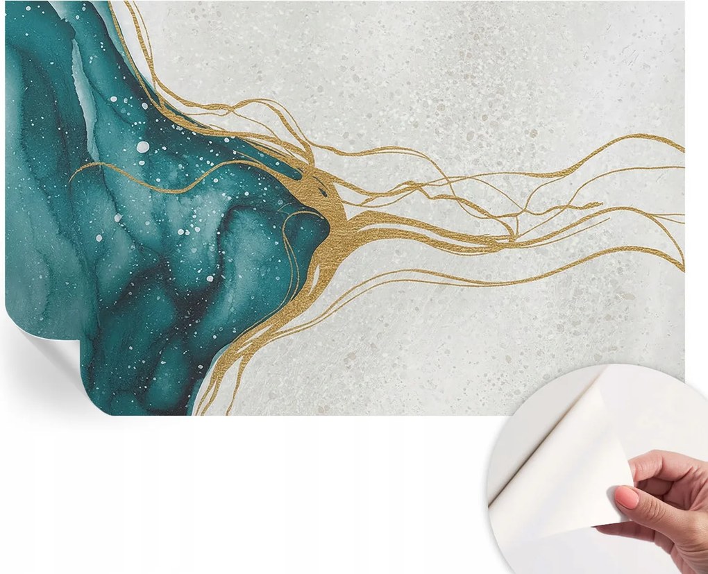 Öntapadós tapéta Divatos 3D fali ragasztó Türkiz vonalak 416x254 cm