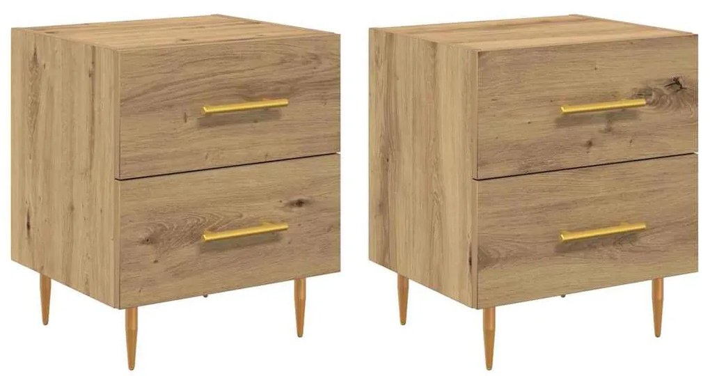 vidaXL Éjjeliszekrény 2 pcs Artisan tölgy 40 x 35 x 47,5 cm Faanyag