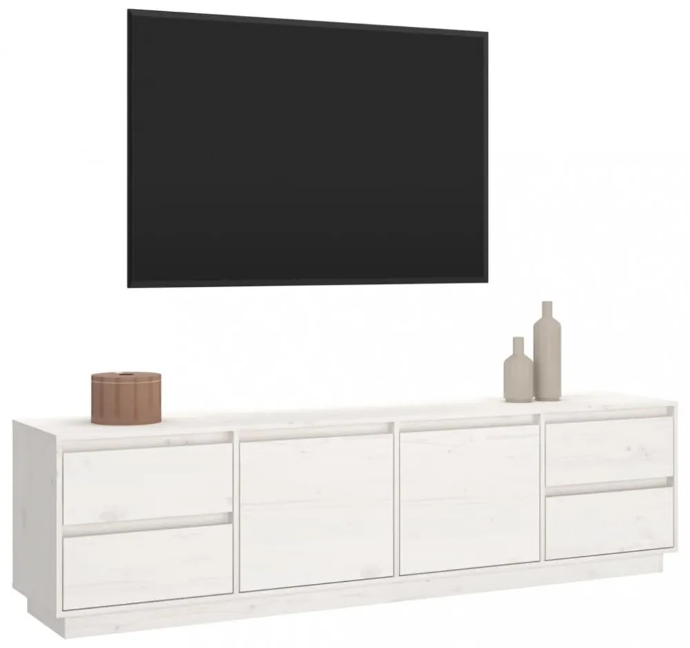 fehér tömör fenyőfa TV-szekrény 176 x 37 x 47,5 cm