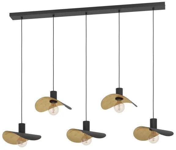 Eglo 390396 - Csillár zsinóron SACEDA 5xE27/40W/230V fekete/arany