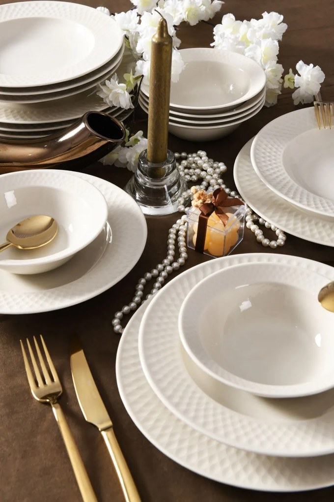 24 részes porcelán étkészlet krém