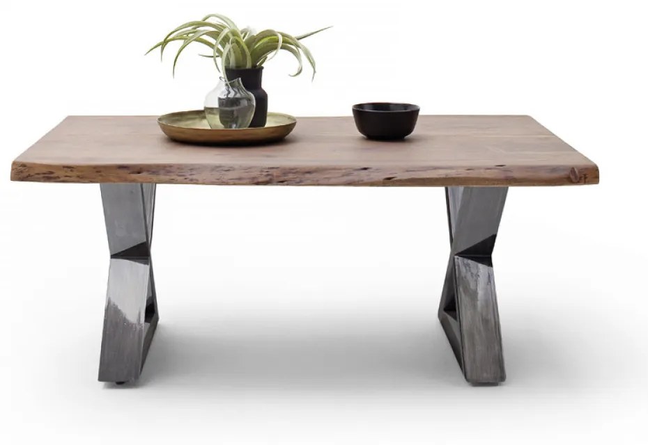 CARTAGENA dohányzó asztal akácfa 110x70cm - X alakú antikolt lábbal - Dió