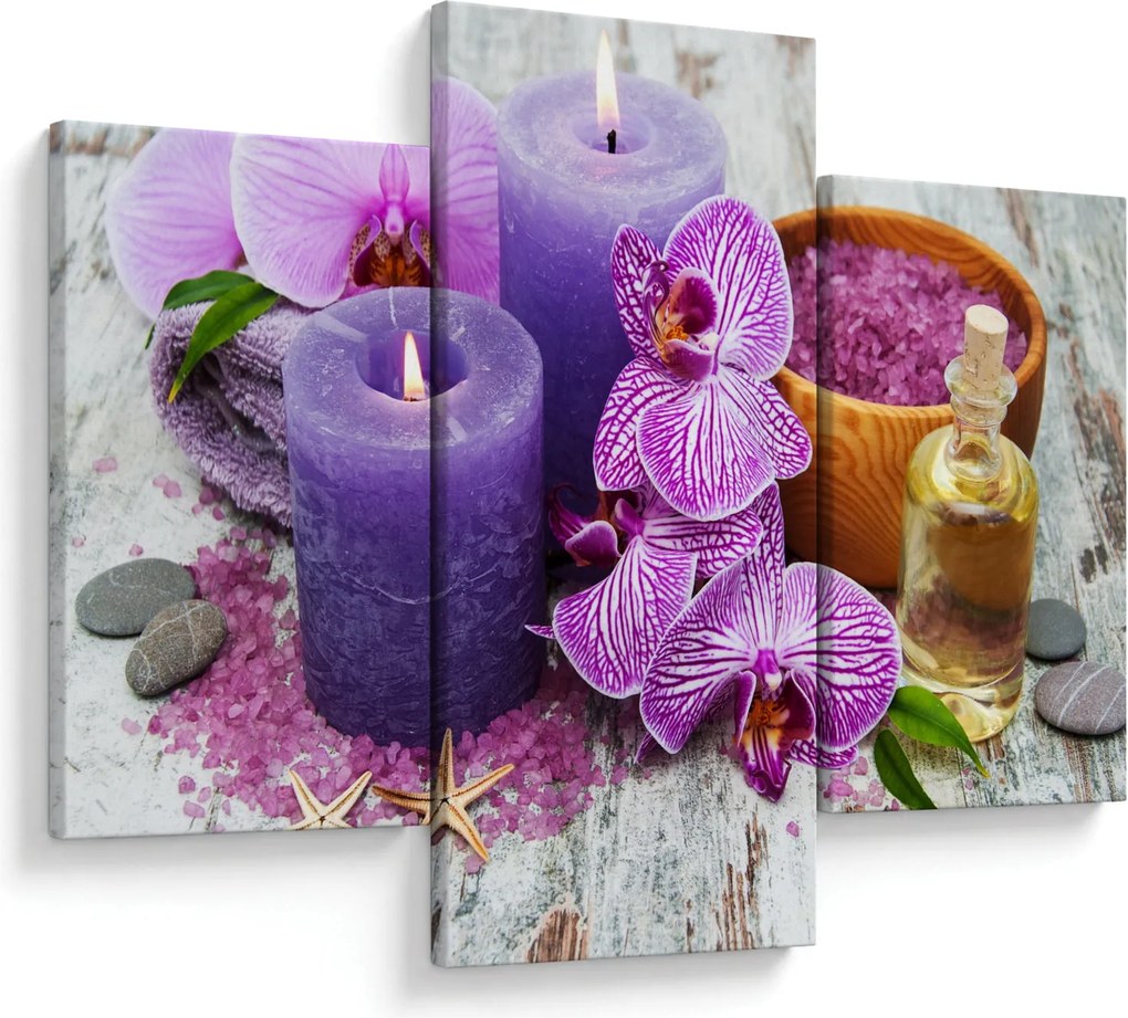 Orchideák és gyertyák képe (90x60 cm)