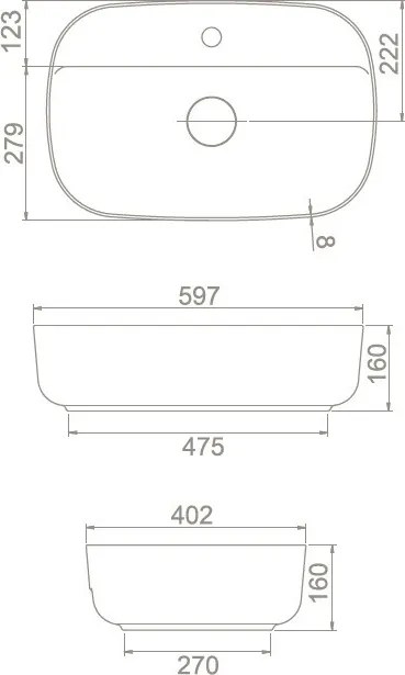 CeraStyle AQUA - PULTRA ültethető - Top Counter - porcelán mosdó - MATT BÉZS - 60 x 40 cm