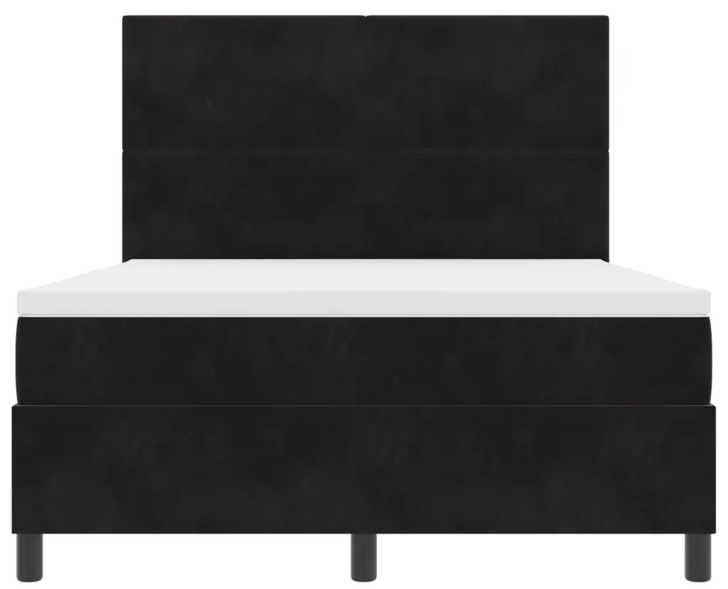 Boxspring Ágy Matrac és LED Fekete 140x190 cm Bársony