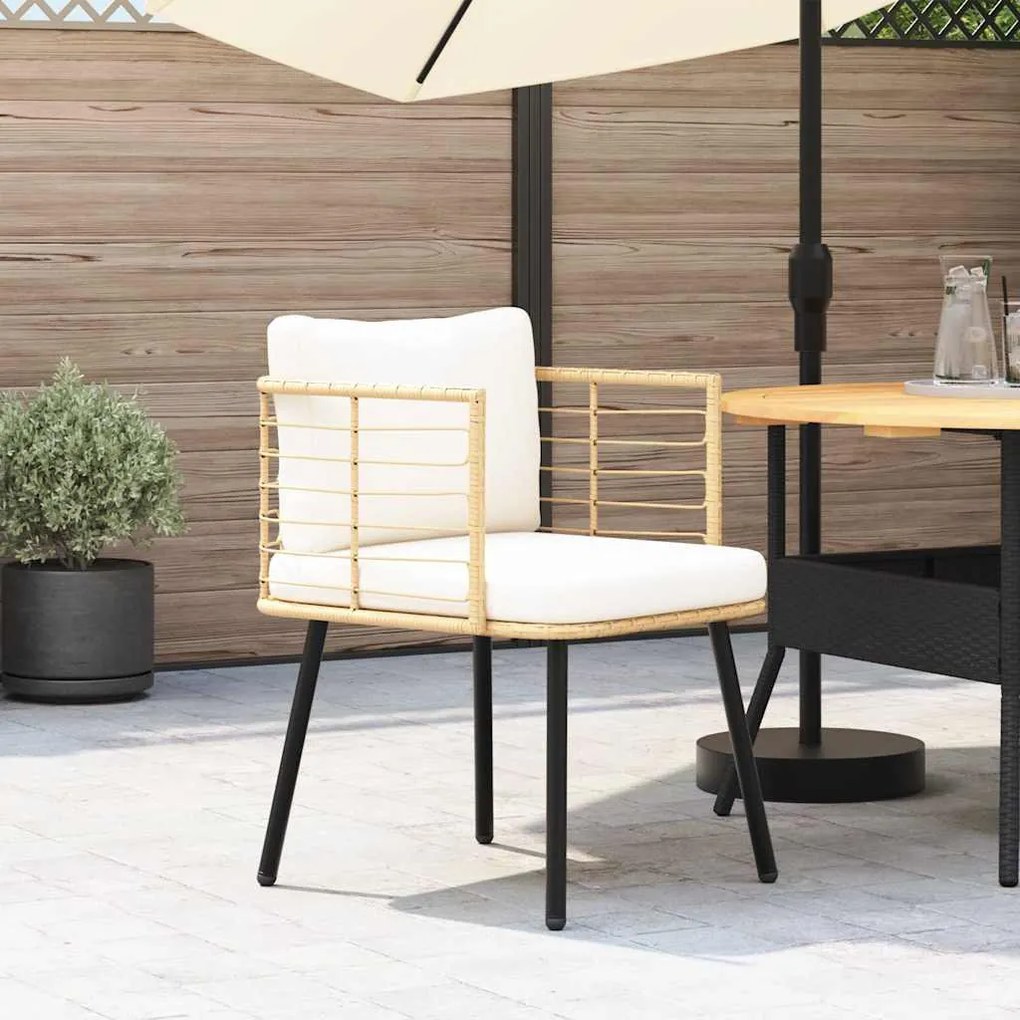 természetes polyrattan kerti szék párnákkal