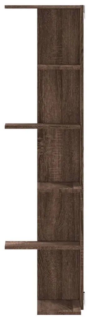 barna tölgy színű szerelt fa fali sarokpolc 36,5 x 36,5 x 140cm