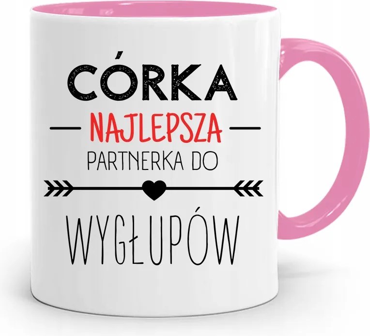 Rózsaszín Bögre Ajándék Lányának Legjobb Partner fényképes nyomtatással